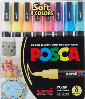 Posca Marker 8er Etui Soft Colours PC-3M 0,9 - 1,3mm 