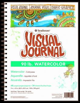 STRATHMORE 400 Watercolour Visual Journal Skizzenbuch, 34 Blatt, 190 g/m², Naturweiß 14 x 20 cm