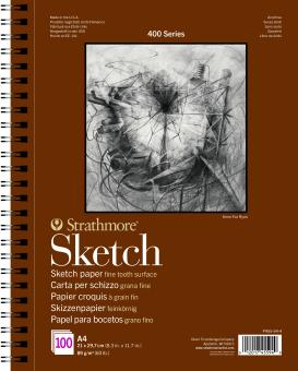Strathmore 400 Sketch Block, 100 Blatt, DIN A4 21 x 29,7 cm, 89 g/m², Naturweiß 